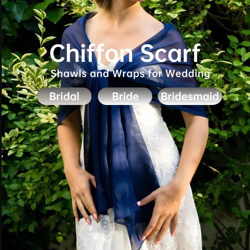 Harewom Chiffon Hijab for Women Sheer Shawl and Wraps for Wedding Bridal Scarves Summer Lightweight Sun-proof Scarf - Image 3